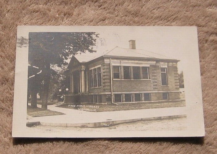 Waverly IA Iowa RPPC Free Public Library Real Photo Postcard