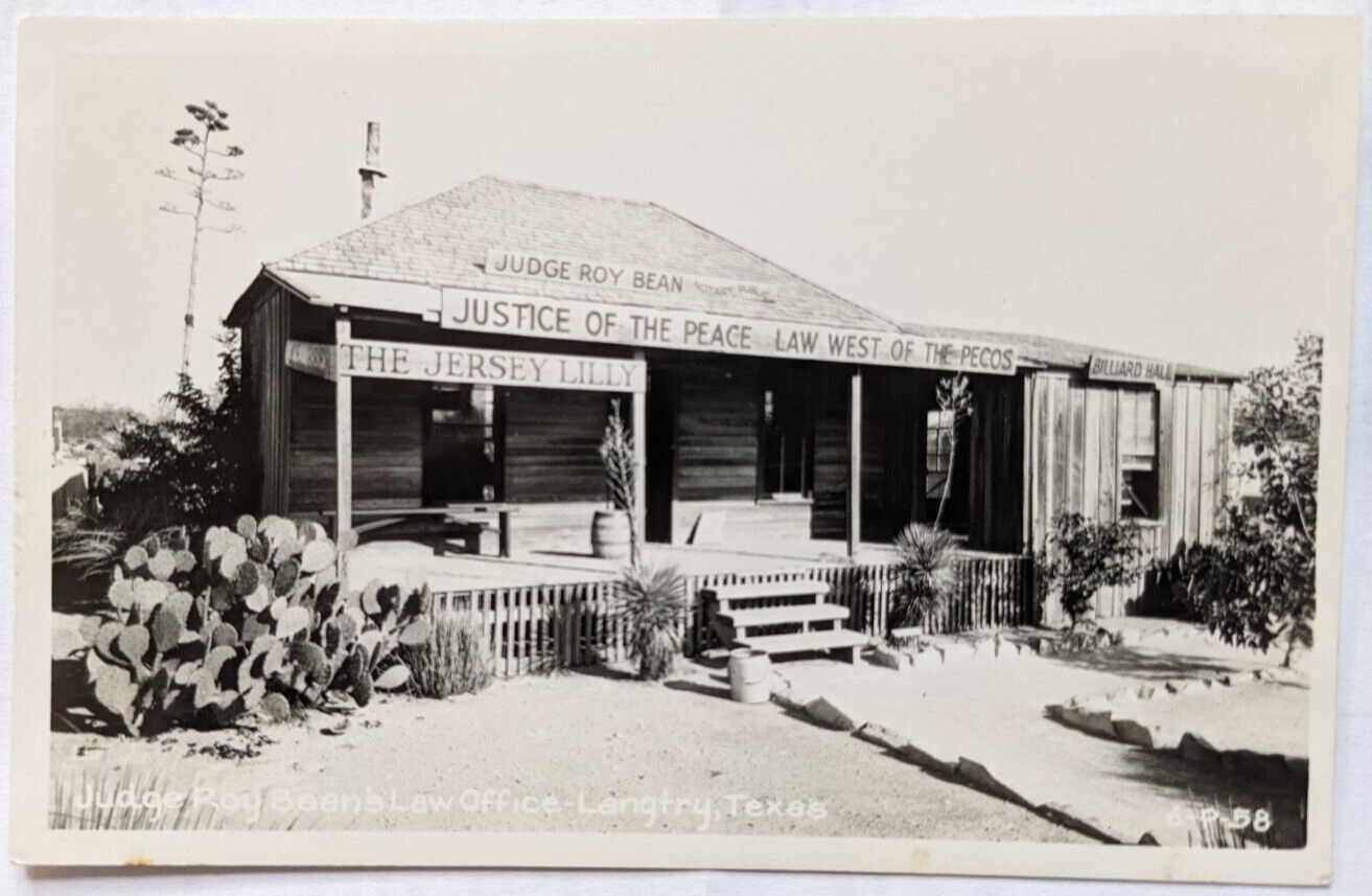 RPPC Langtry Texas TX Judge Roy Beans Law Office Saloon VTG Postcard c1950s