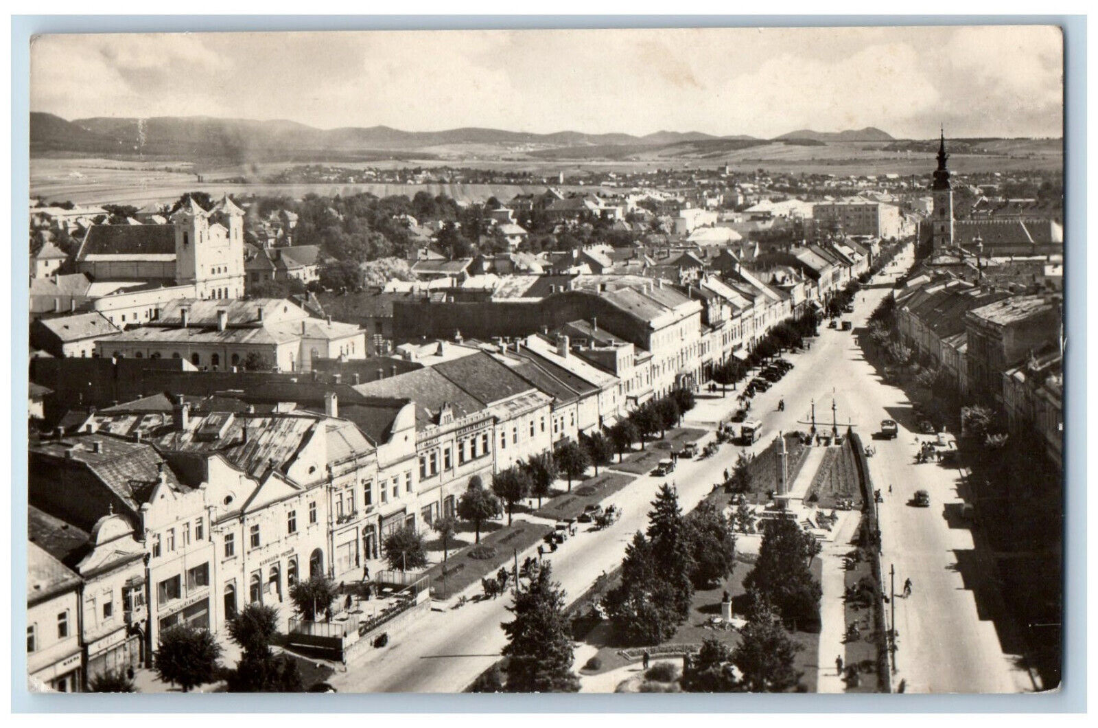 Prešov Presov Slovakia Postcard Aerial View Street Buildings 1956 RPPC Photo