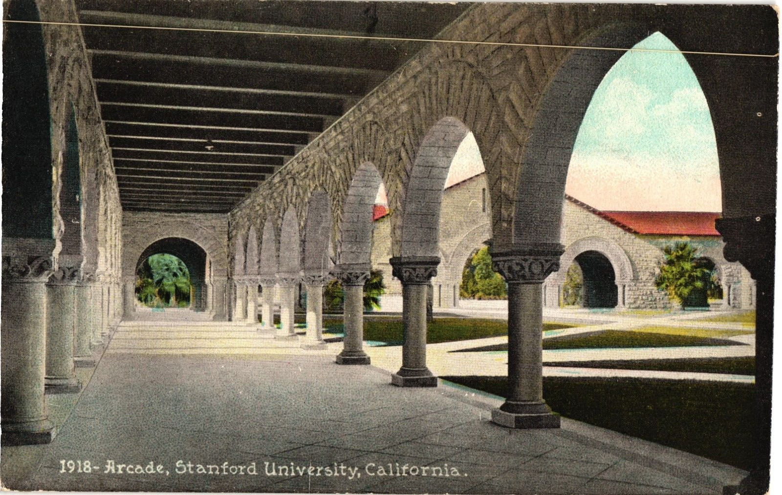 Arcade Stanford University Palo Alto CA Divided Unused Postcard c1910s