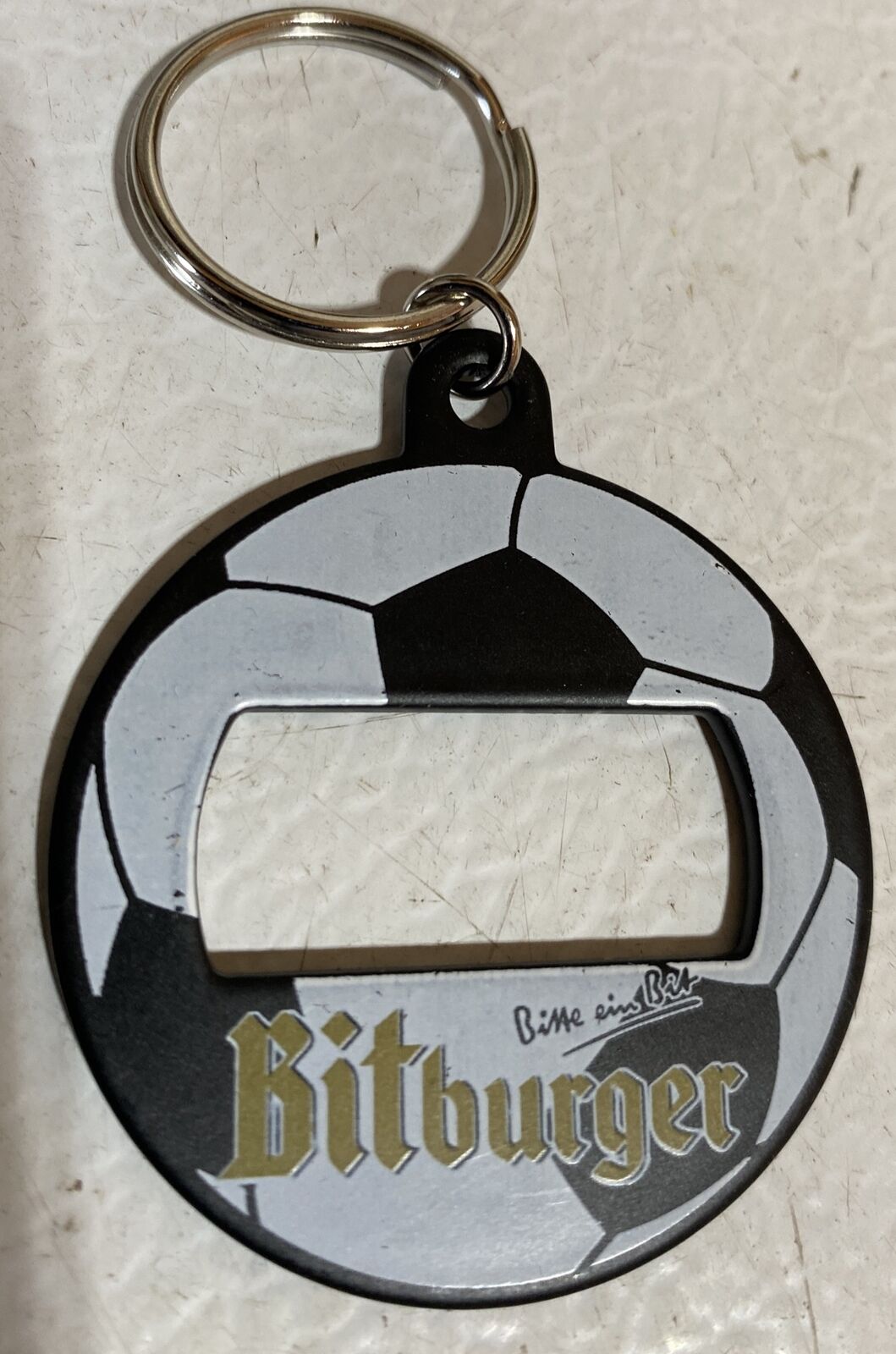 Vintage Bitburger Beer Soccer Ball Keychain Bottle Opener