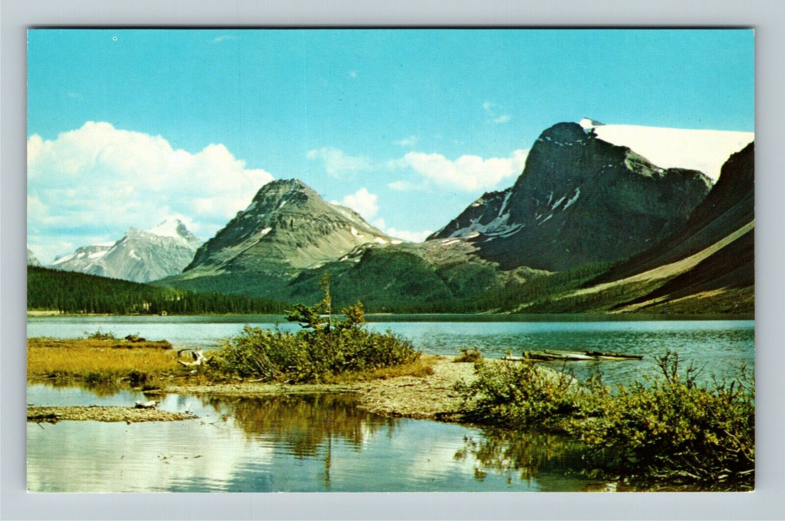 Lake Louise-Alberta, Bow Lake, Crowfoot Glacier, Panoramic, Vintage Postcard