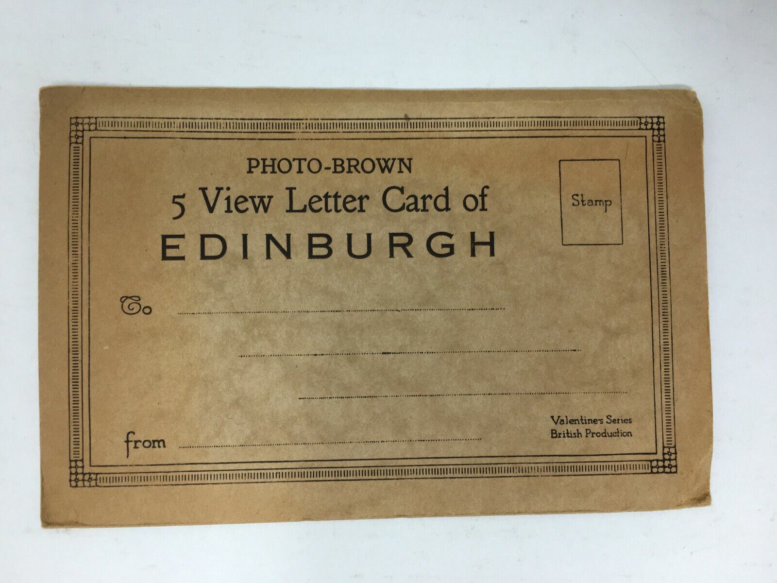 Vintage Photo-Brown 5 View Letter Card of Edinburgh Scotland Envelope