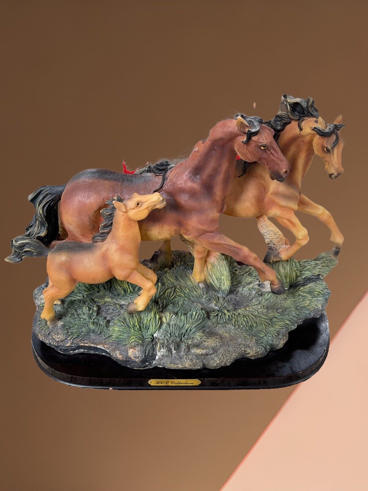 Vtg KVB Collection Mother & Mare & Colt Horses Mustang Horses Sculpture