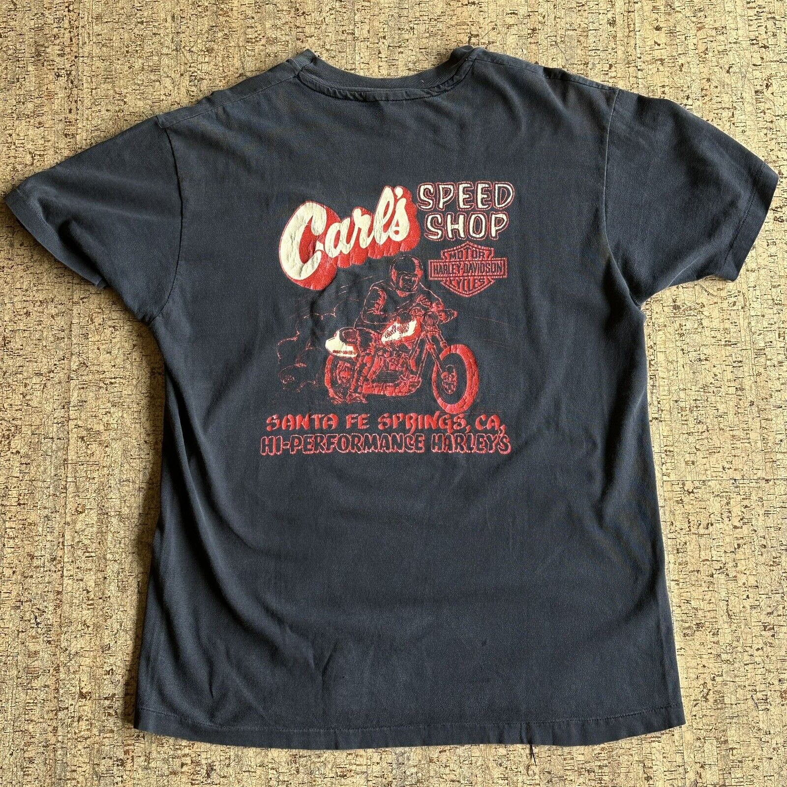 Vintage Harley Davidson 80s Carls Speed Shop T Shirt Beefy-T 2Side Large Single