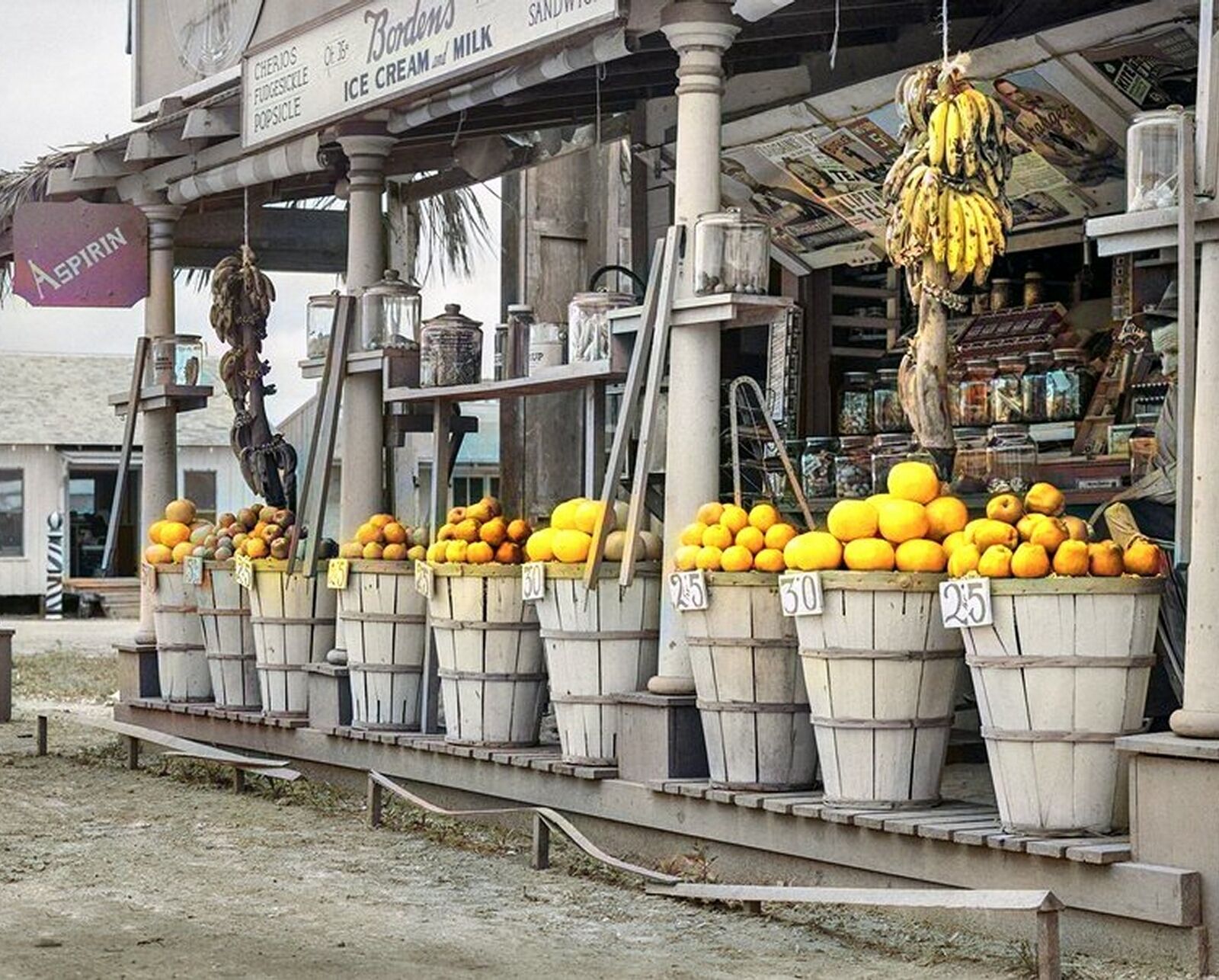 1939 Fruit Stand & GENERAL STORE Robstown, Texas  COLOR TINTED 8,5x11 PHOTO