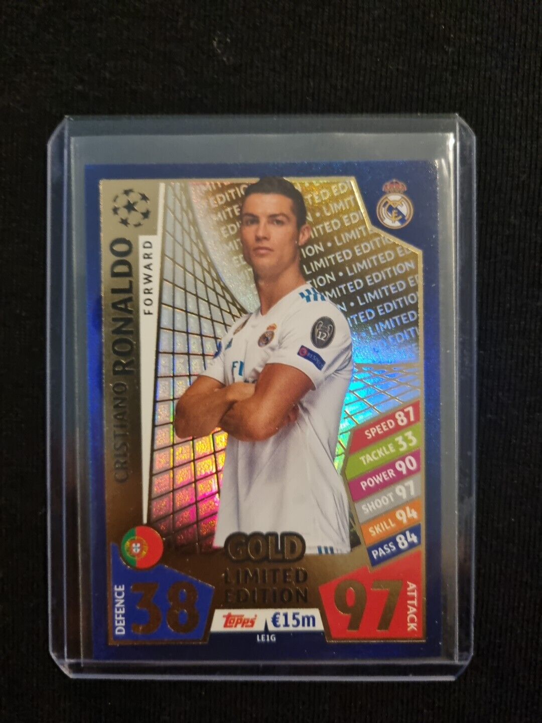 TOPPS MATCH ATTAX UCL CARD 2017/2018 RONALDO #LE1G GOLD LIMITED EDITION MADRID