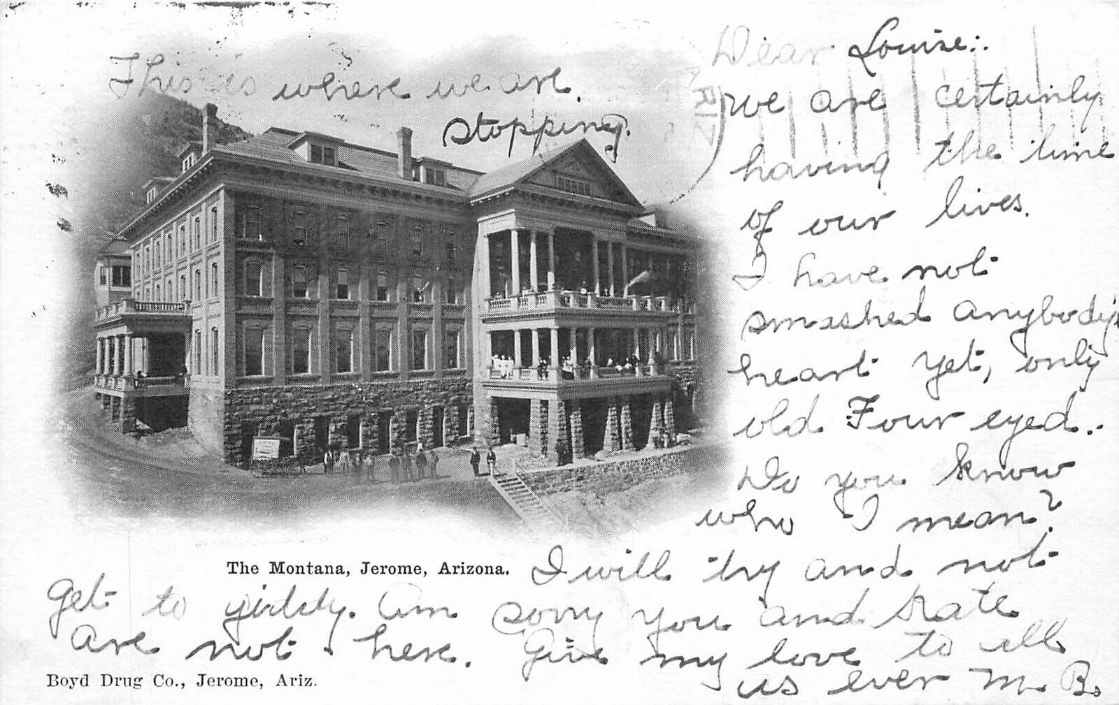 Arizona Jerome Postcard 1906 The Montana Boyd Drug Undivided 23-8226