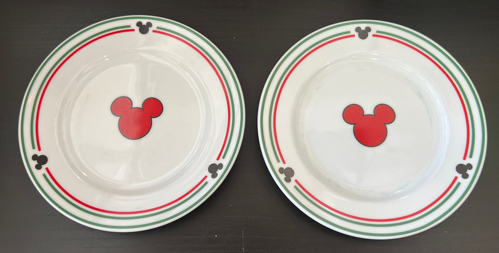 Two Vintage Disney Gourmet Mickey Mouse Porcelain 6.5” Bread Dessert Plates