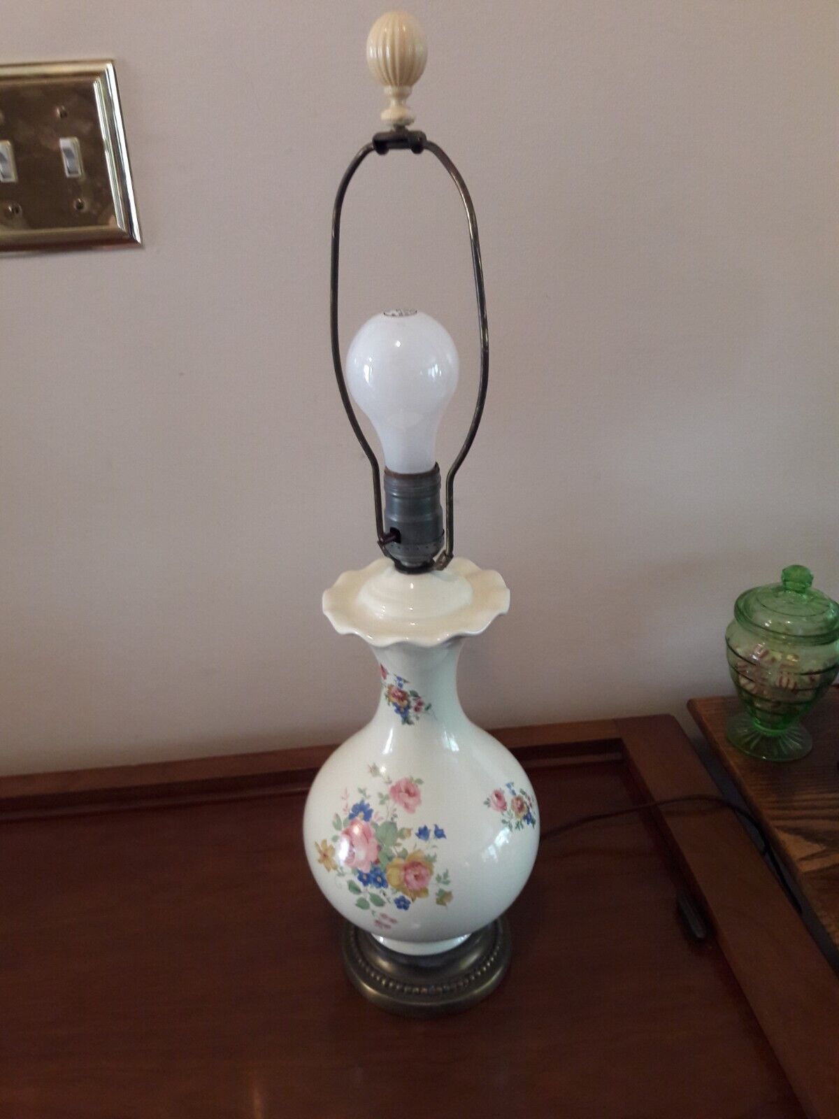 Vintage 1930's Floral Ceramic Table Lamp