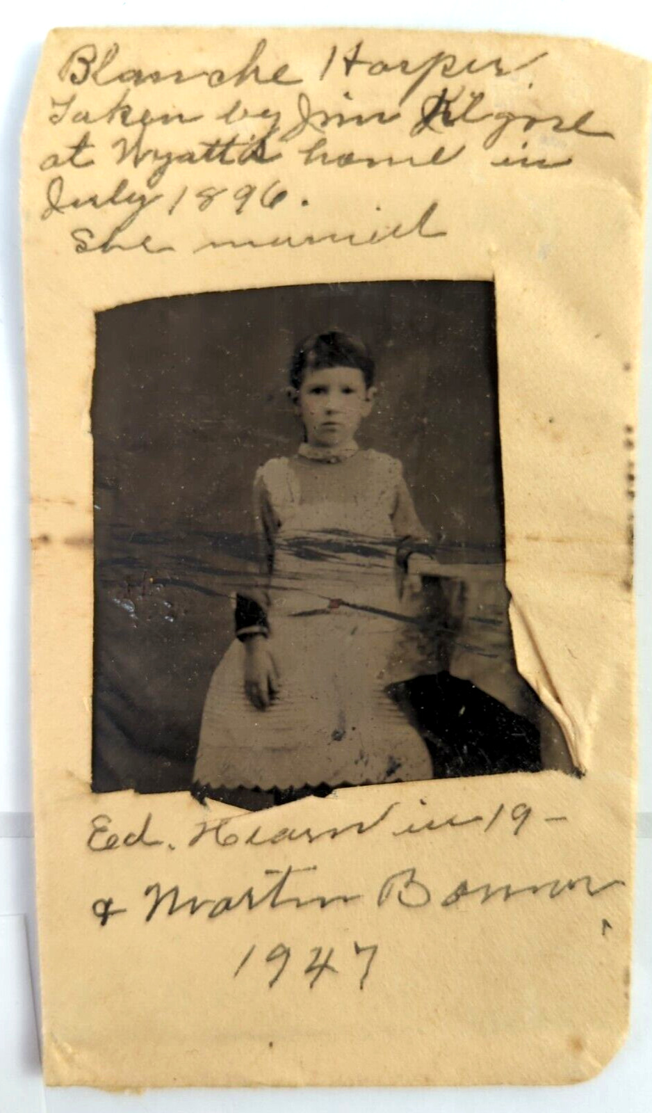 Antique Daguerreotype Photograph, 1896 Young Girl 2x3