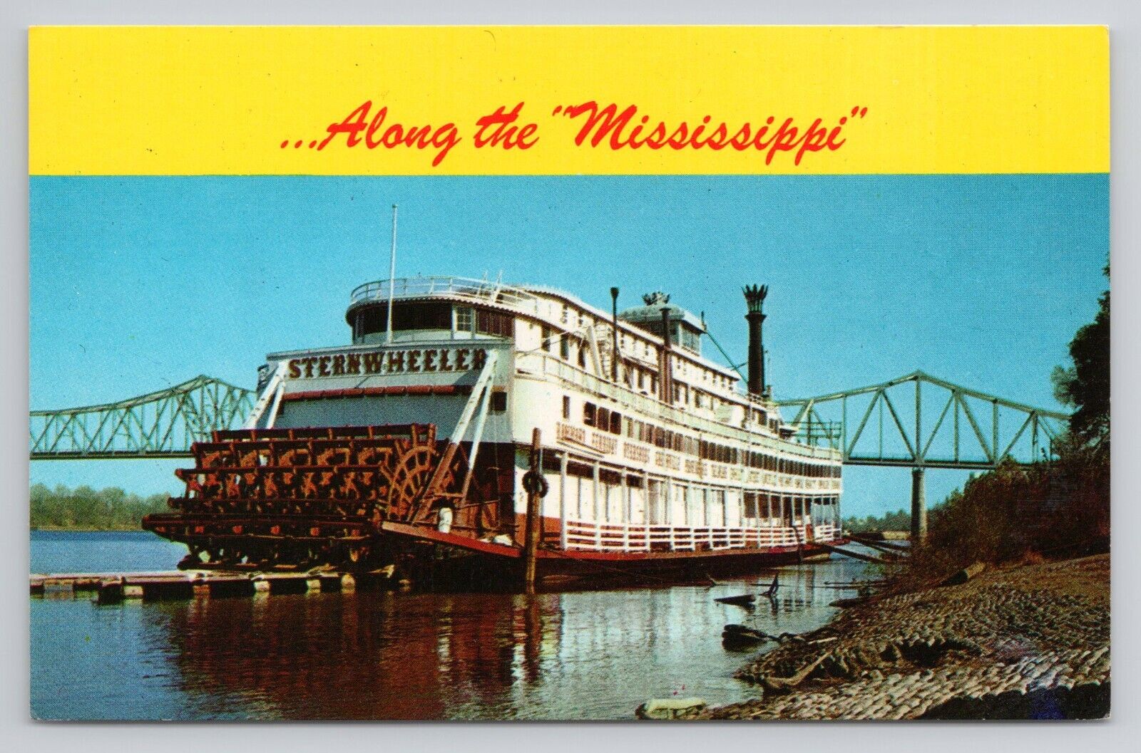 Sternwheeler Boat Along the Mississippi River Postcard