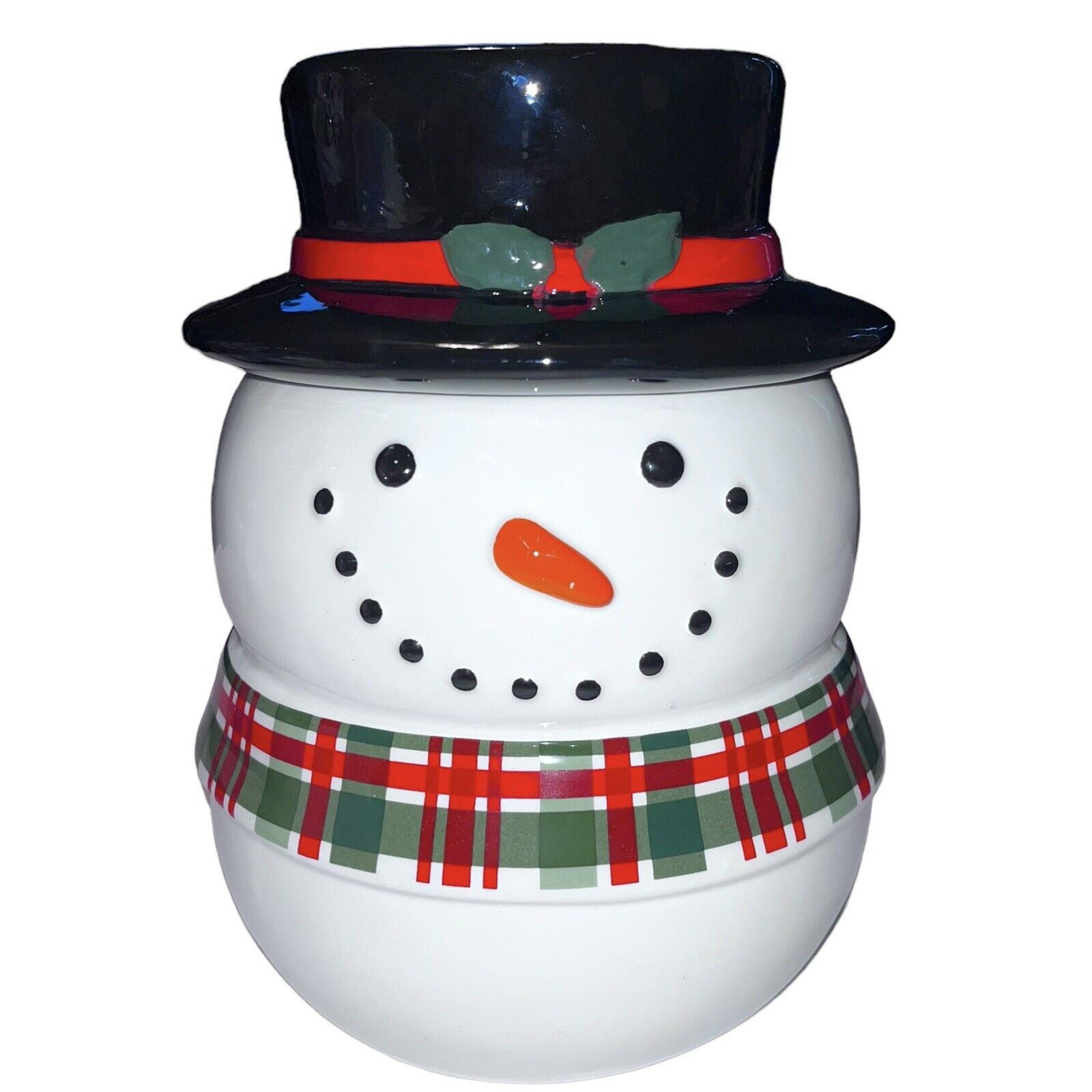Winter Wonder Lane Ceramic￼ Snowman  Cookie Jar Canister container 10” New