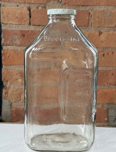 Vintage Tropicana Juice Glass Bottle 64 oz. with Lid