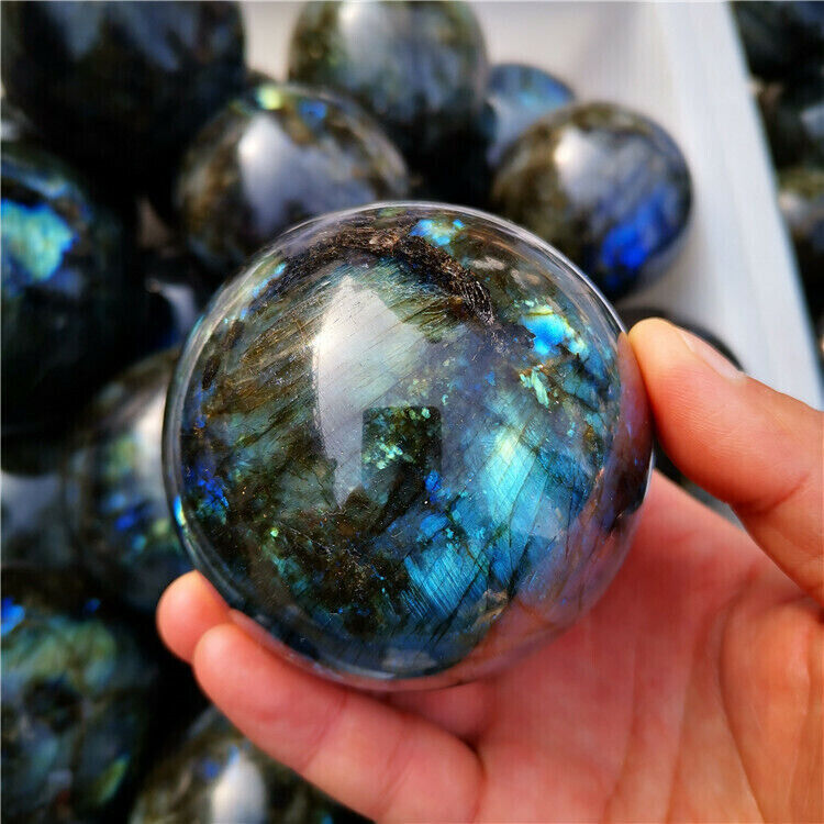 TOP 60mm+Natural rainbow labradorite sphere  quartz crystal ball gem healing 1PC