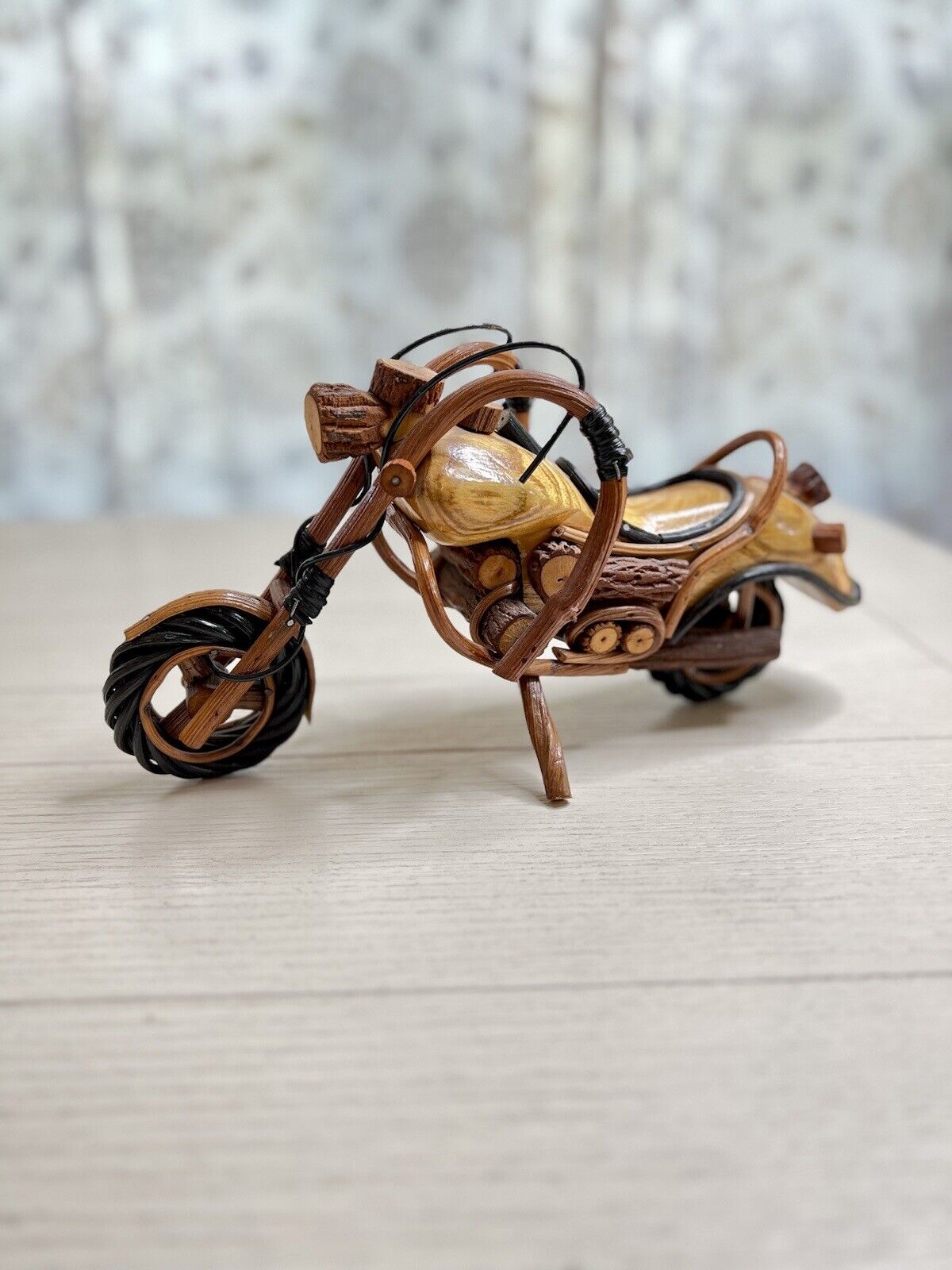 Unique Handmade Motorcycle/ Chopper Made Of Twigs And Wood