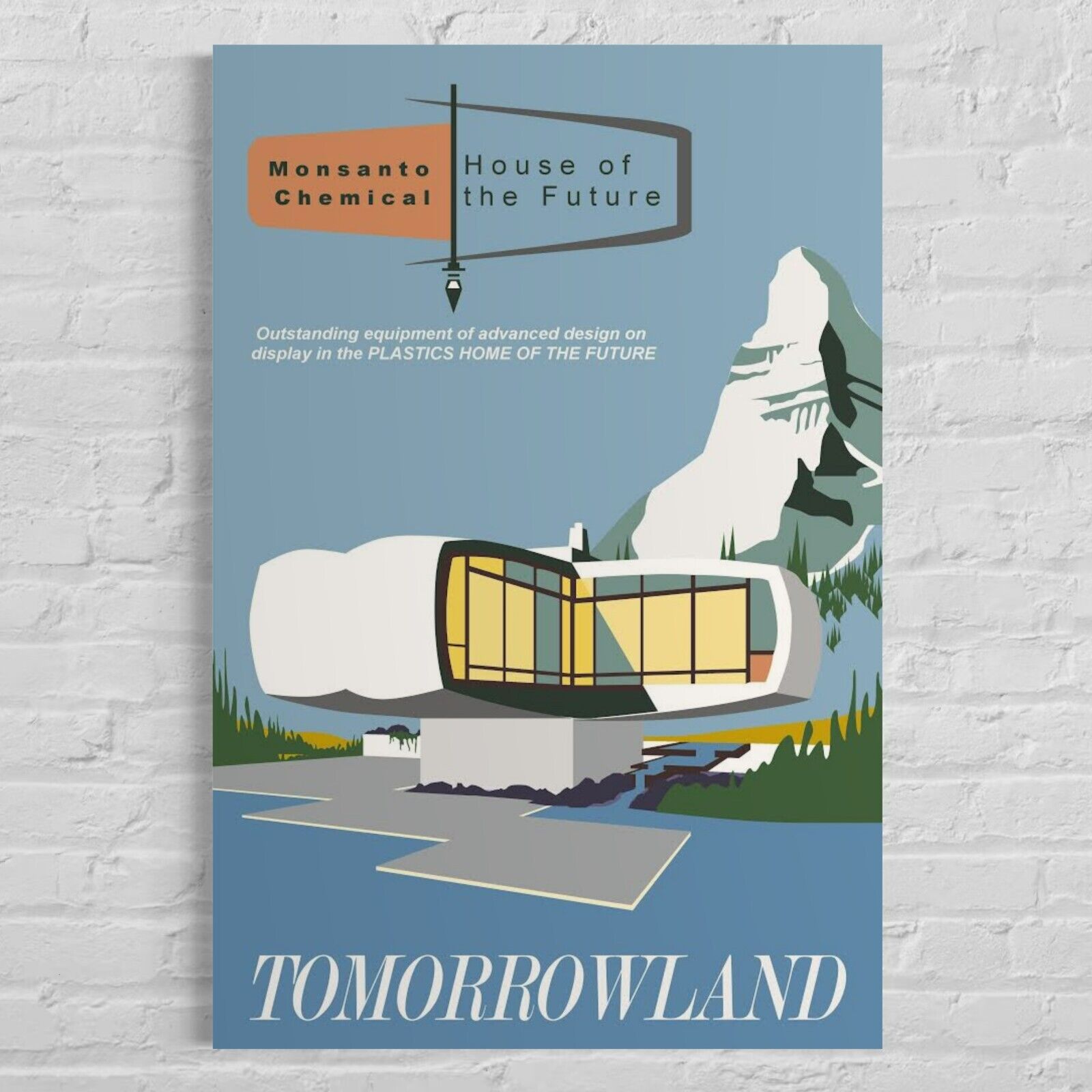 Retro Disneyland Poster Art- Monsanto House of the Future 12x18
