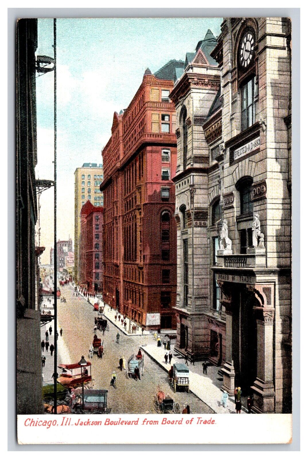 Jackson Boulevard From Board Of Trade, Chicago Illinois IL Postcard