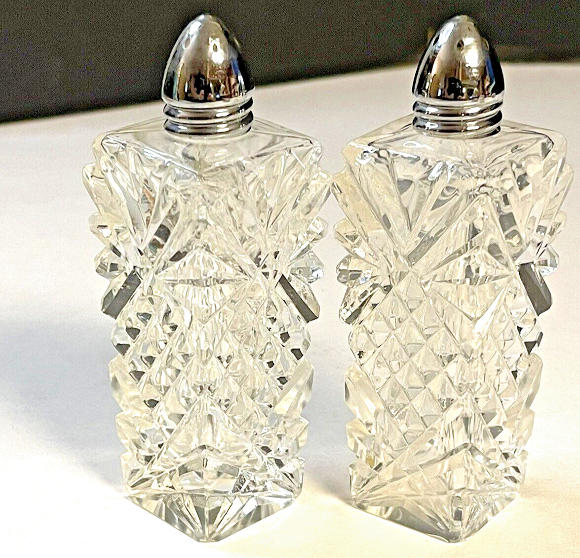 Lead Crystal Salt Pepper Shaker Glass Very Elegance