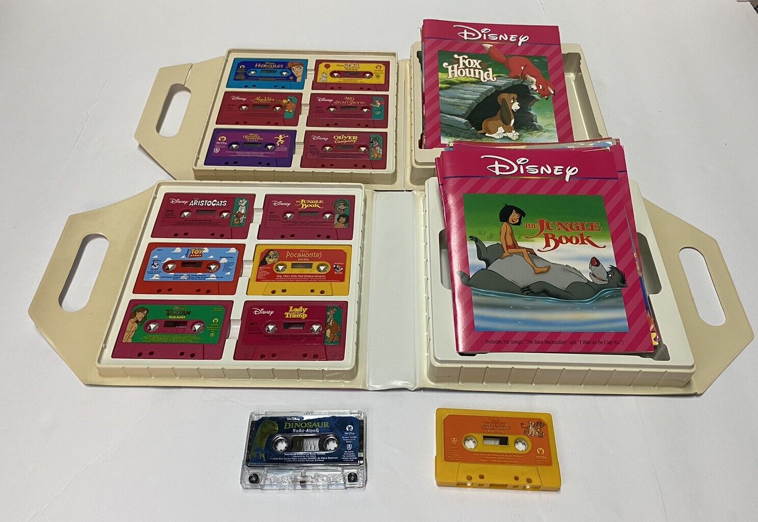 Lot Of 20 VTG Read Along Disney Books w/ 14 Cassette Tapes & Disney Cases 90s