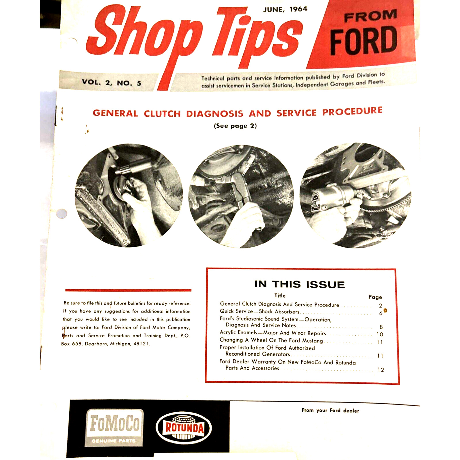 1964 Ford Shop Tips Magazine Sales Brochure Booklet Catalog Original 60s Vtg