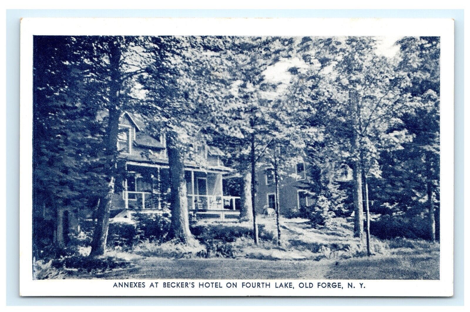 Annexes at Becker’s Hotel Fourth Lake Old Forge NY Adirondacks Postcard B4 