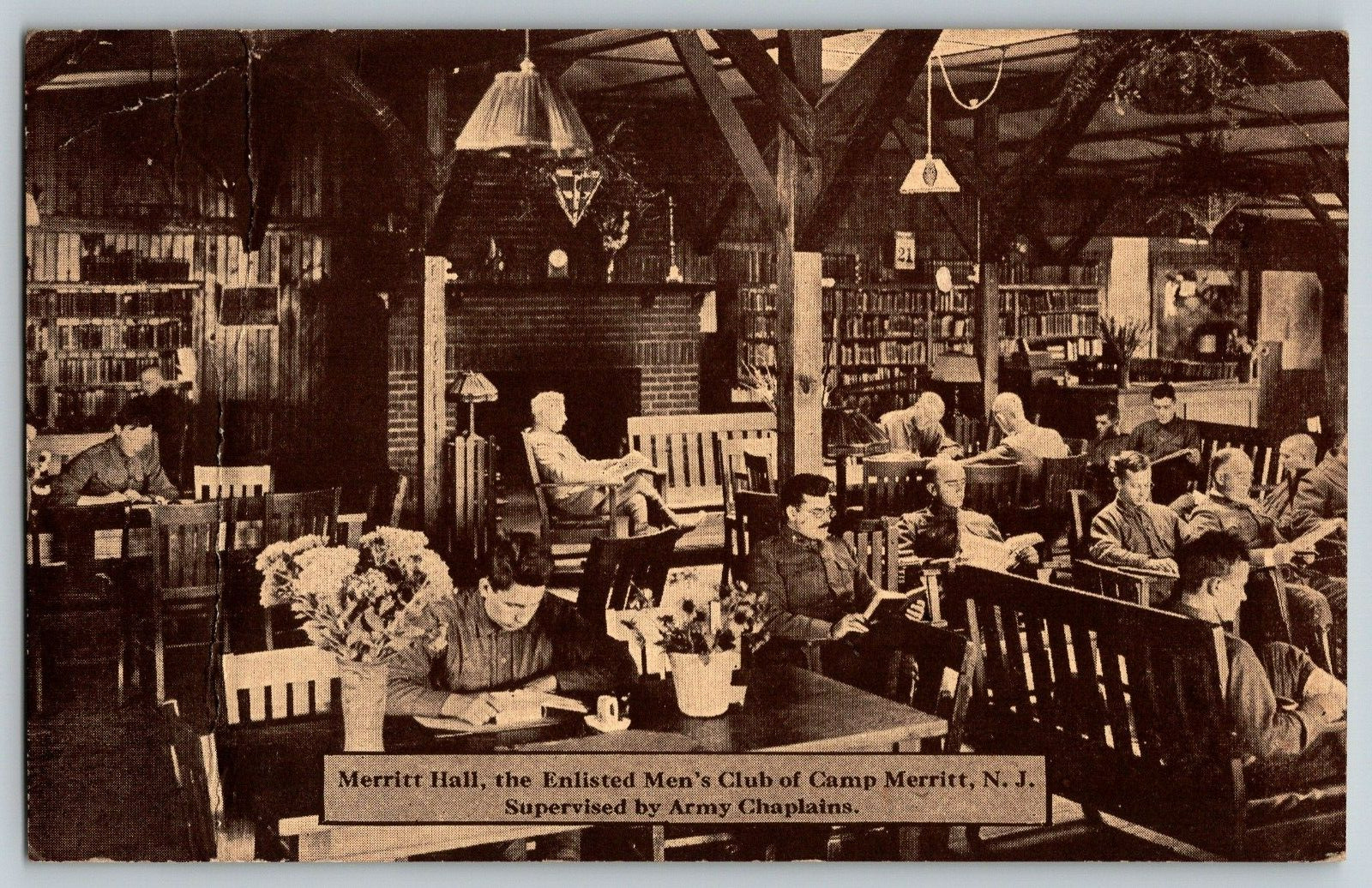 Merrit, New Jersey - Merrit Hall, Enlisted Men\'s Club Camp - Vintage Postcard