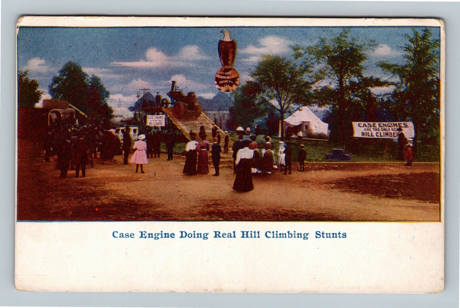 Case Engine Doing Real Hill Climbing Stunt Advertisement c1910 Vintage Postcard