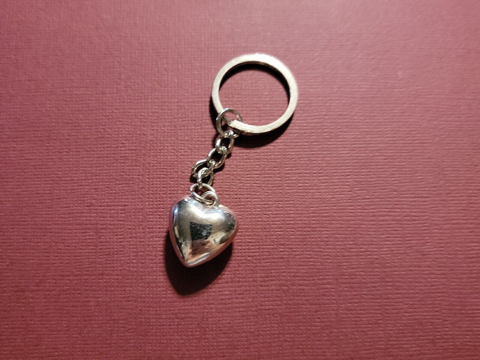 Small Silvertone Heart Keyring Keychain