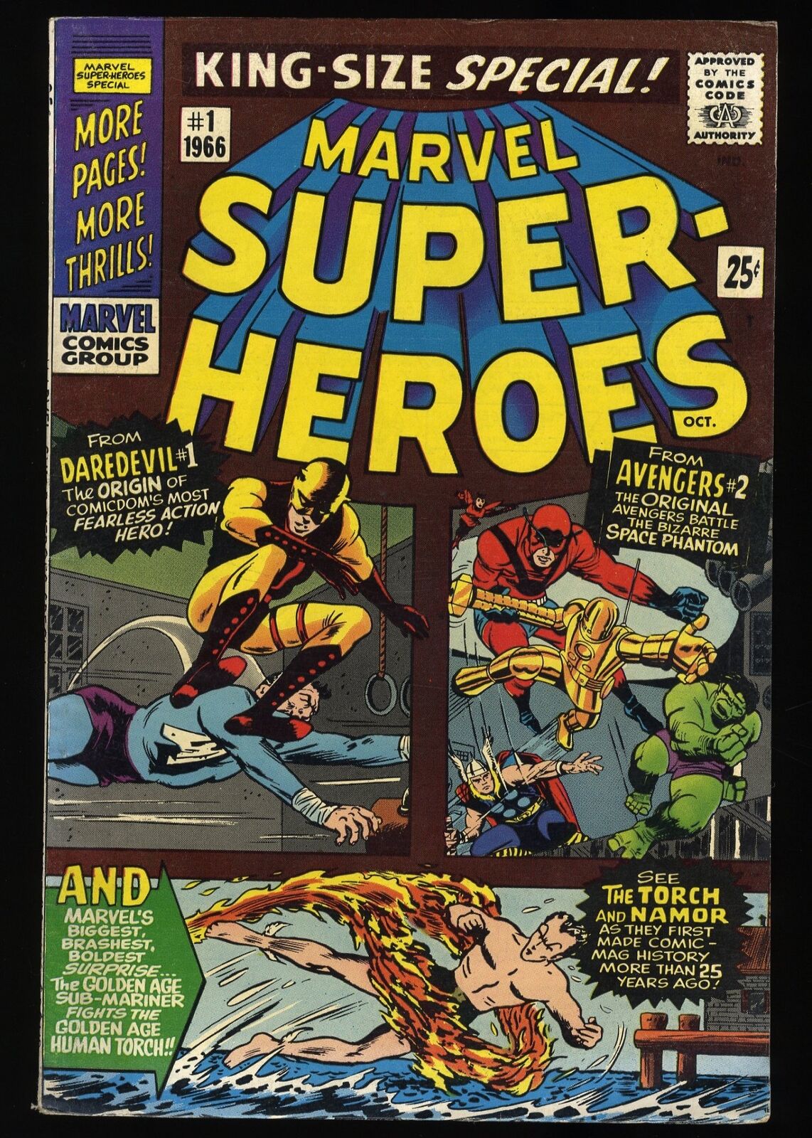 Marvel Super-Heroes (1966) #1 VF- 7.5 1st Marvel One Shot Avengers Human Torch