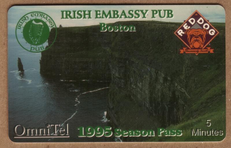 5m Irish Embassy Pub (Red Dog Beer Logo At U-Right) 1995 Season Pass Phone Card