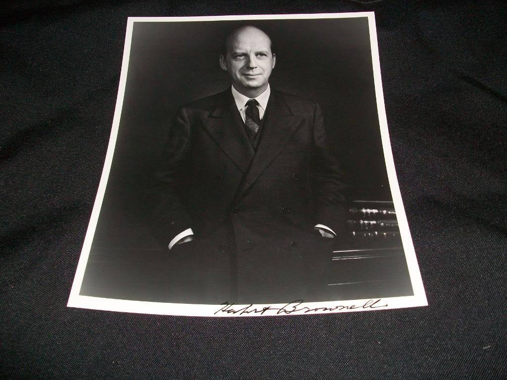 Eisenhower Attorney General Herbert Brownell  Auto Signed 8x10 Vintage Photo C