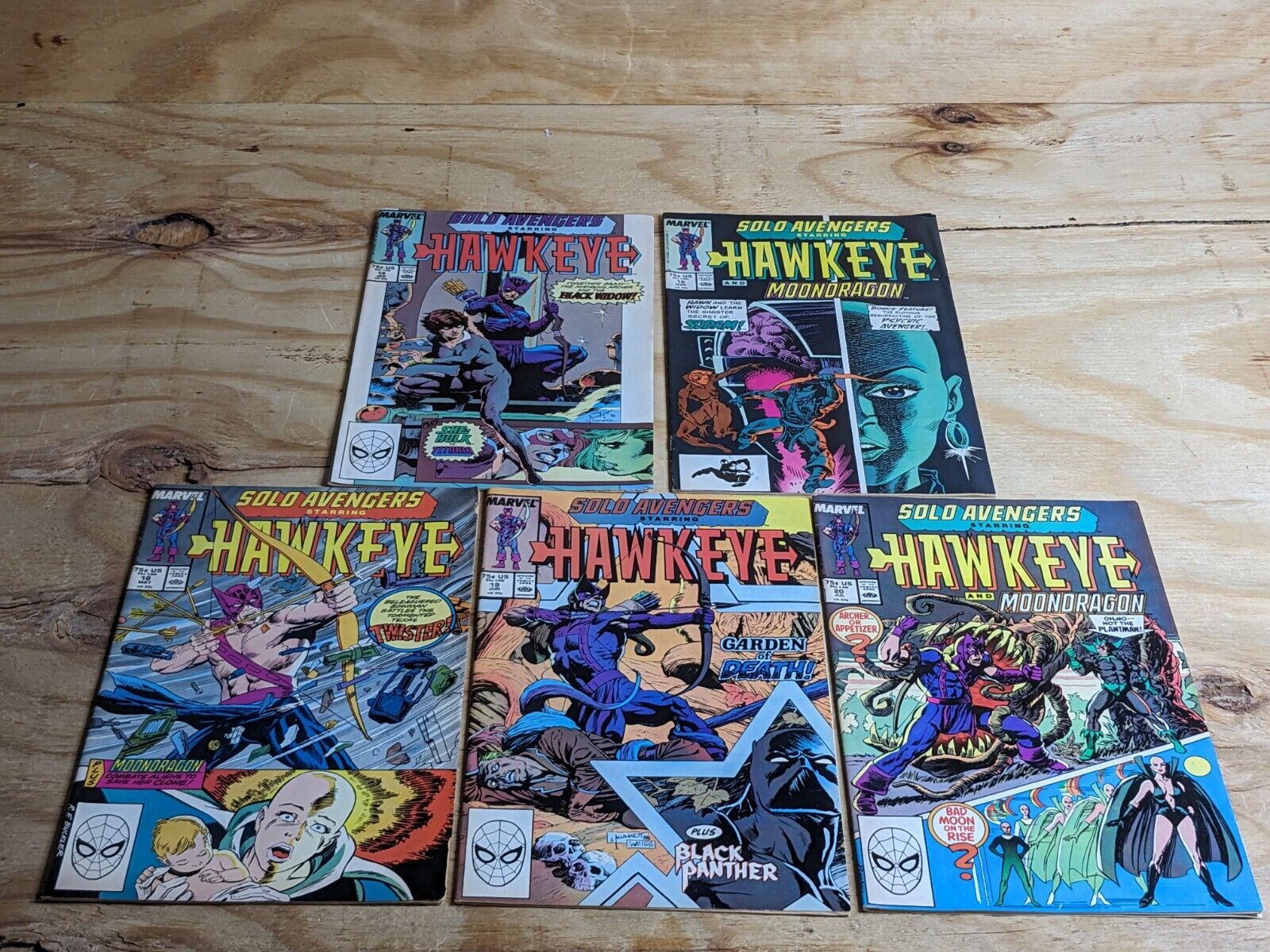 Solo Avengers Hawkeye 14,16,18,19,20 Comic Book Lot Set Series 1989 Black Widow