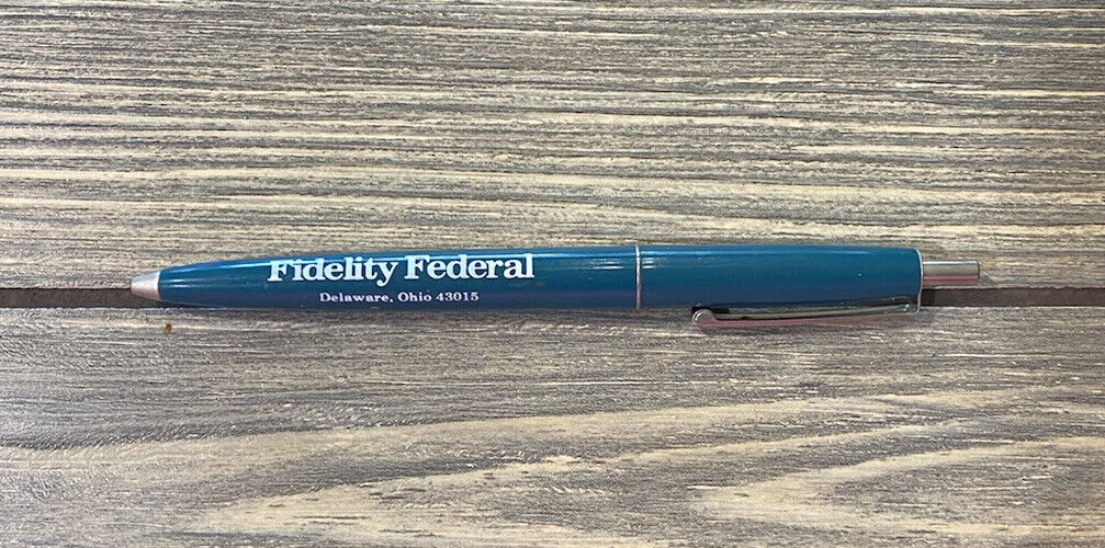 Vintage Fidelity Federal Delaware Ohio Blue Retractable Pen 