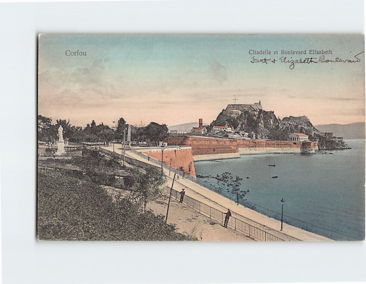 Postcard Citadelle et Boulevard Elisabeth, Corfu, Greece
