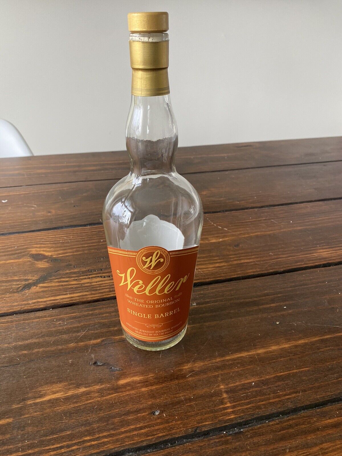 Weller SiB Single Barrel Orange Empty Bourbon Bottle