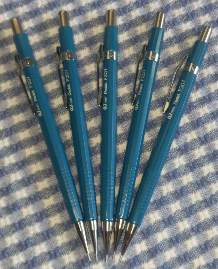 NOS Vintage Pentel P207 Blue 0.7mm Mechanical Pencil Lot of 5 