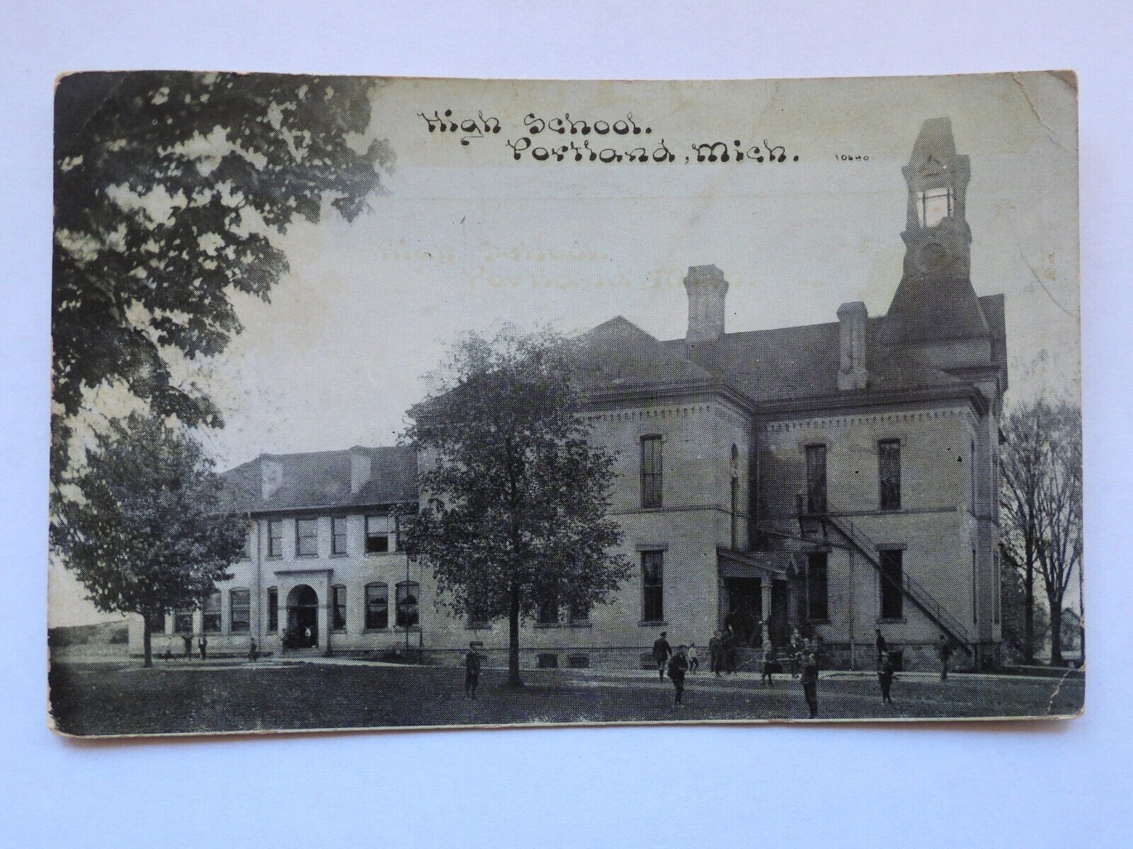 Portland, Michigan High School postcard circa 1905