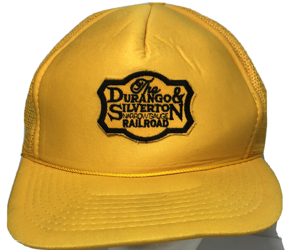 Vintage Durango & Silverton Rail Road Trucker Hat Foam Mesh Yellow Snapback