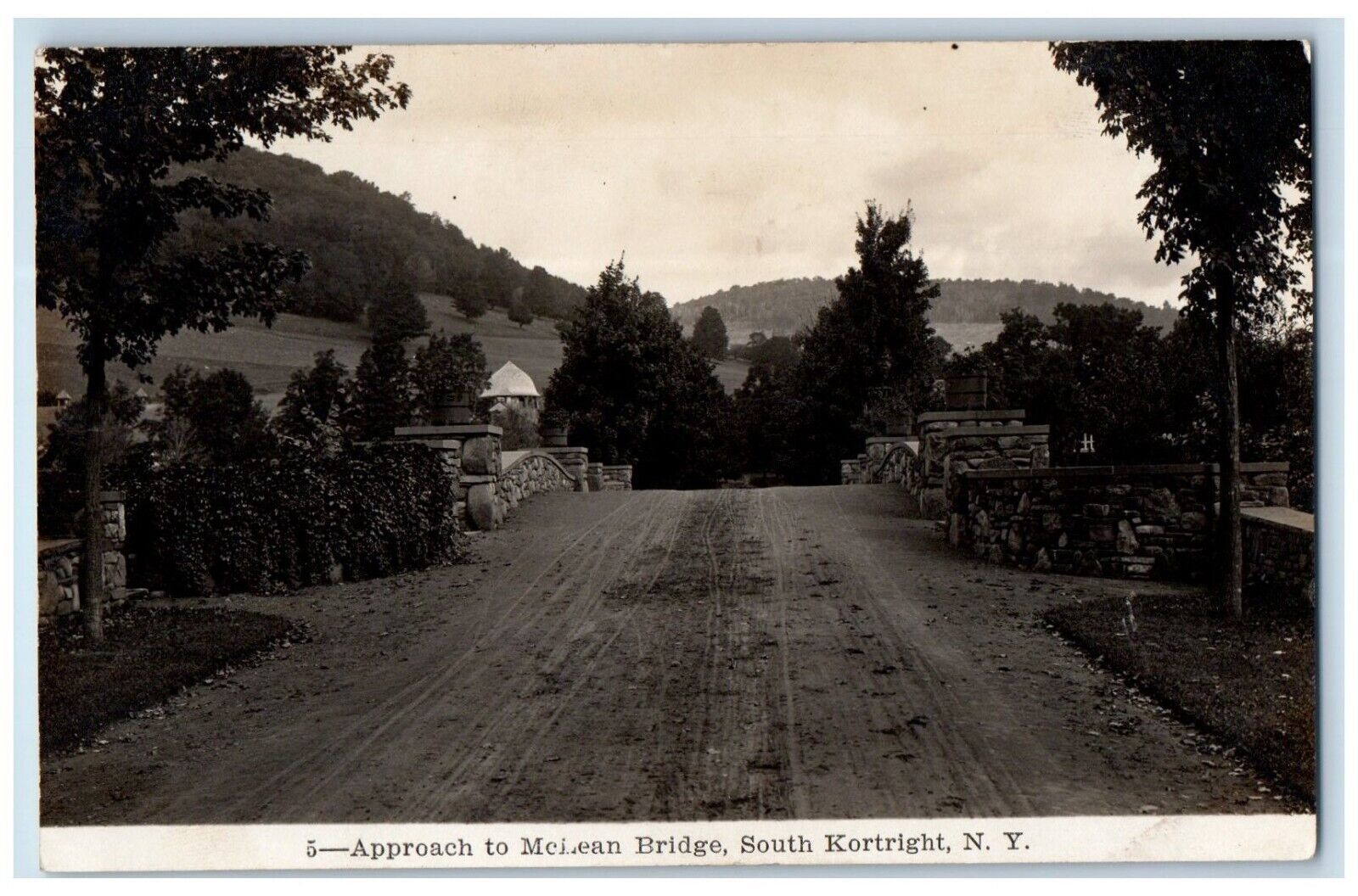 1913 Approach To McLean Bridge Dirt Road South Kortright NY RPPC Photo Postcard