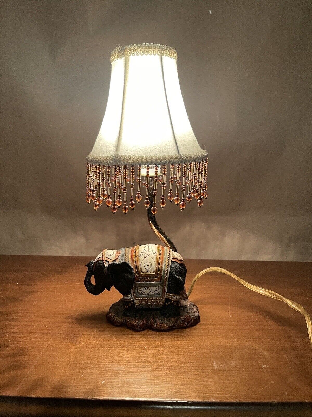Small Ting Shen Ornate Elephant Table Lamp 
