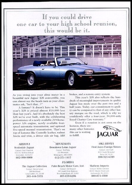 1994 Jaguar XJS Convertible Vintage Advertisement Print Art Car Ad D137