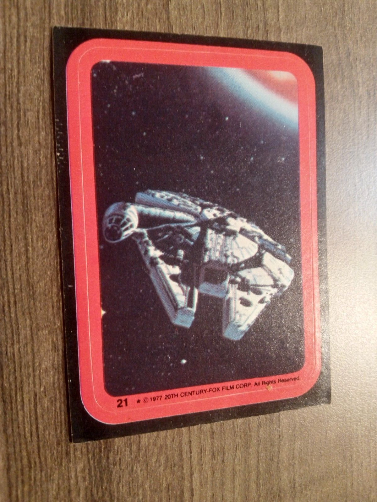 1977 Star Wars Series 2 Red Set Sticker Card #21 Vintage ANH Millennium Falcon