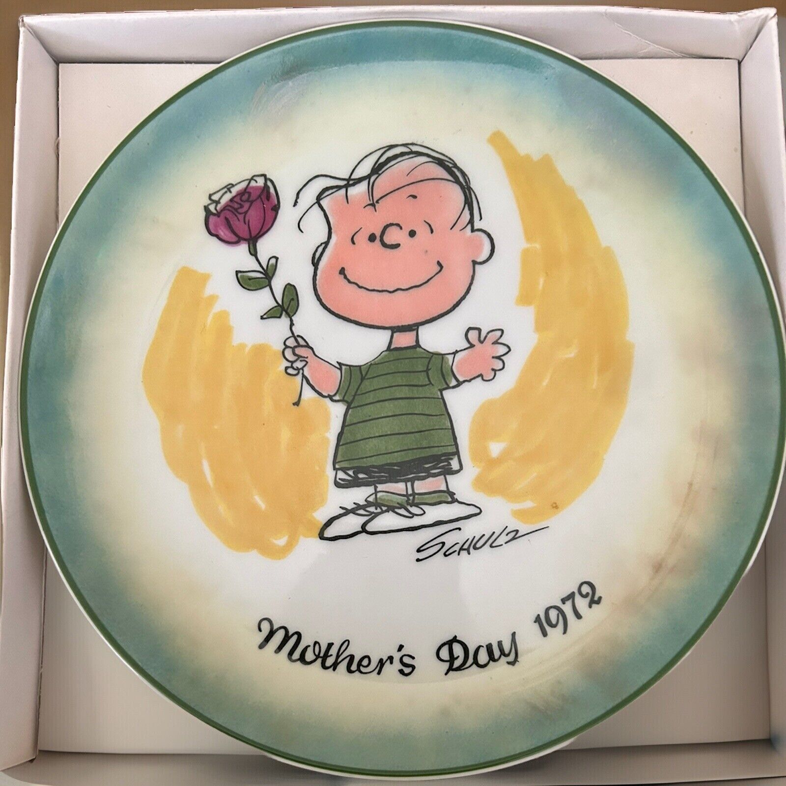 VINTAGE 1972 SNOOPY PEANUTS LINUS 1ST LIMITED ED. MOTHER\'S DAY SCHMID PLATE  