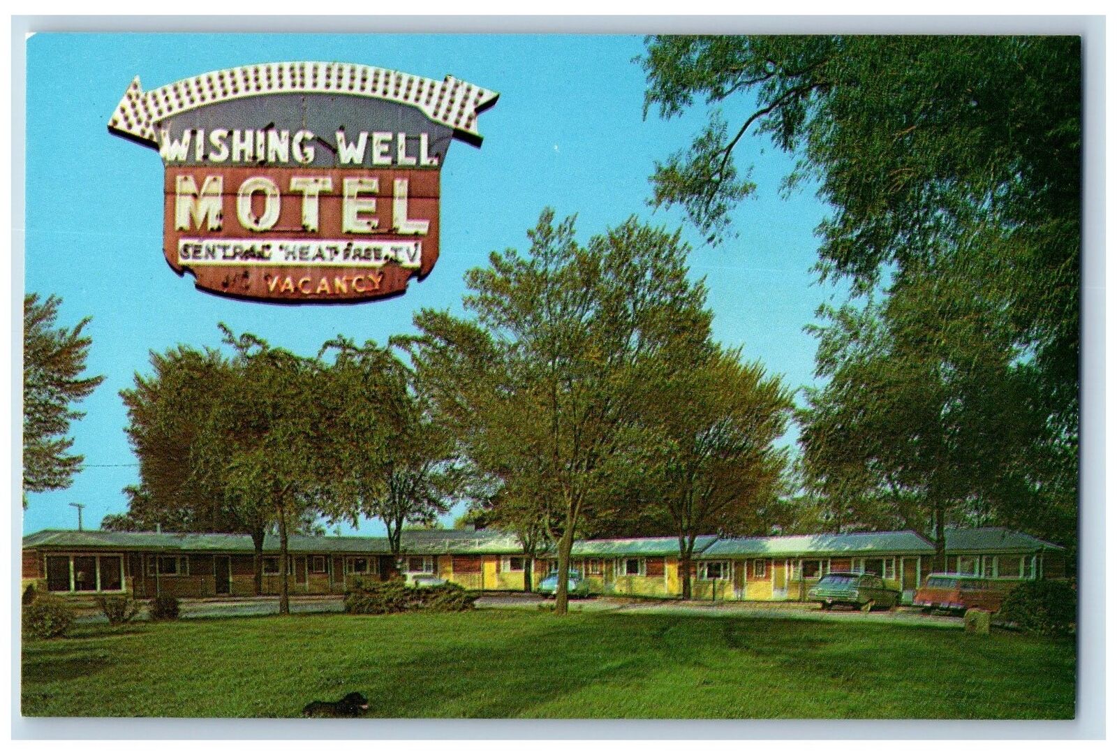 c1950's Wishing Well Motel & Restaurant Cottage Cars La Grange Illinois Postcard