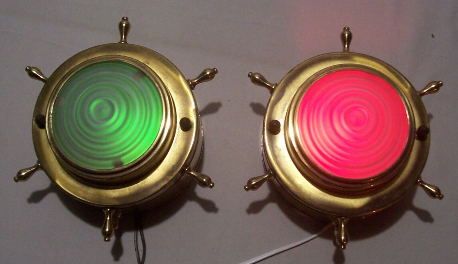 Vtg Nautical Light Pair Sconce Fixture Port Starboard Boat Bar Rewired USA #P80