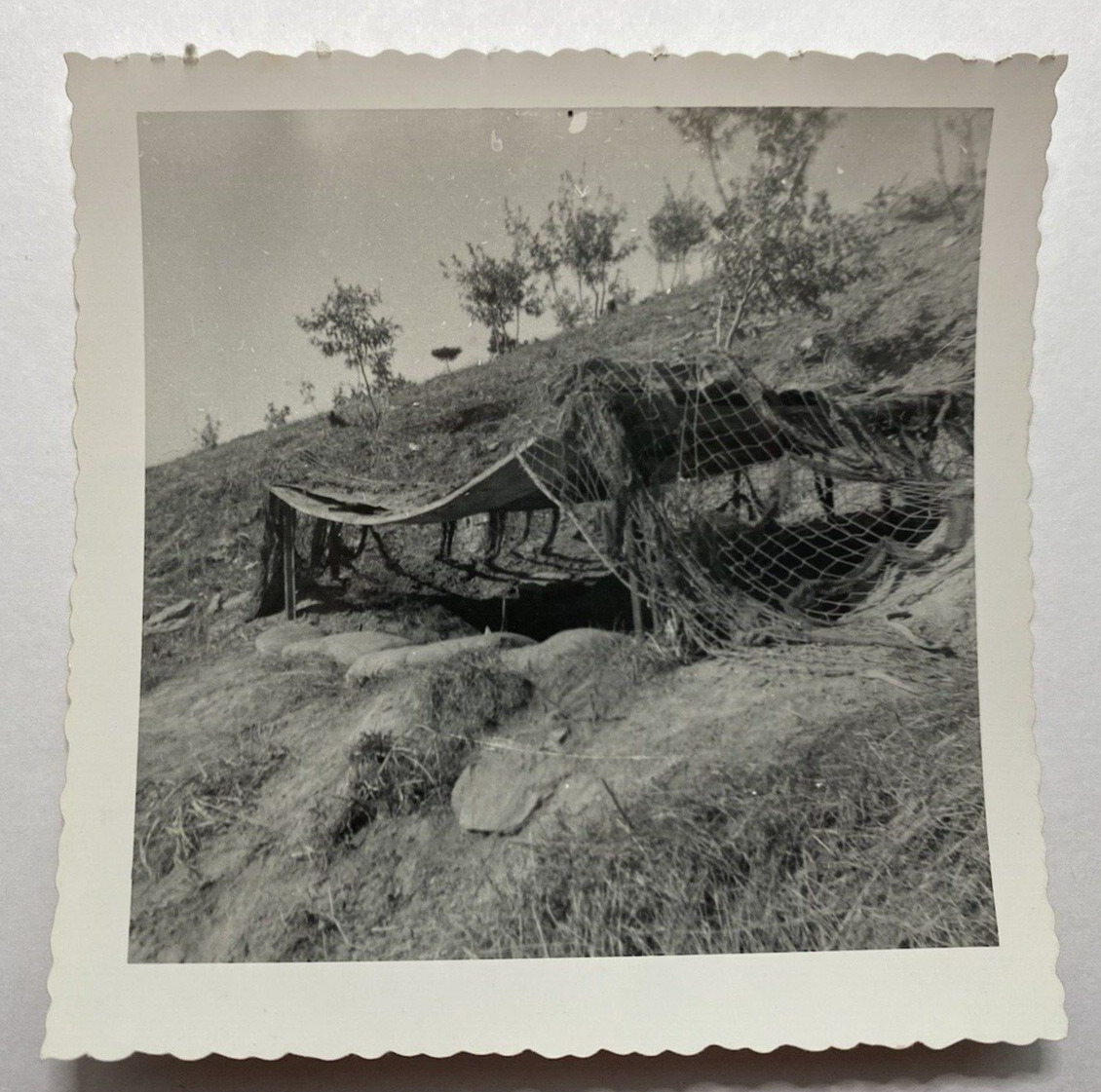 B&W Photo Covered Hillside/Mountainside Bunker VINTAGE