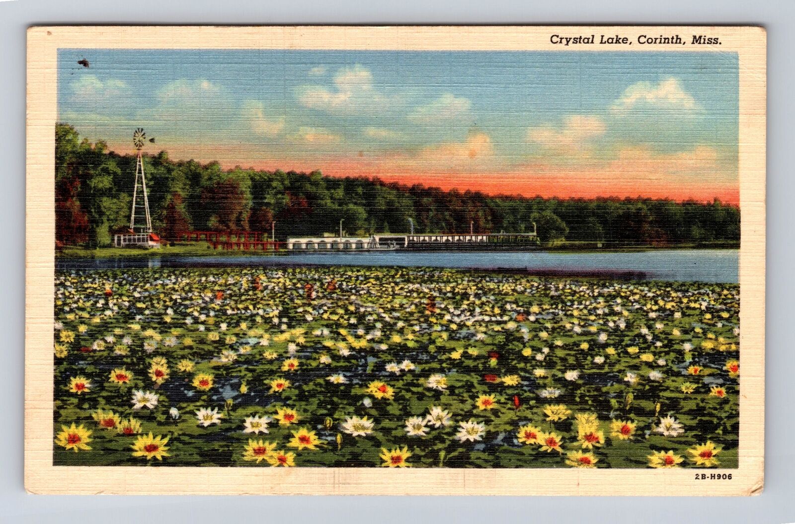 Corinth MS-Mississippi, Crystal Lake, Antique, Vintage Souvenir Postcard