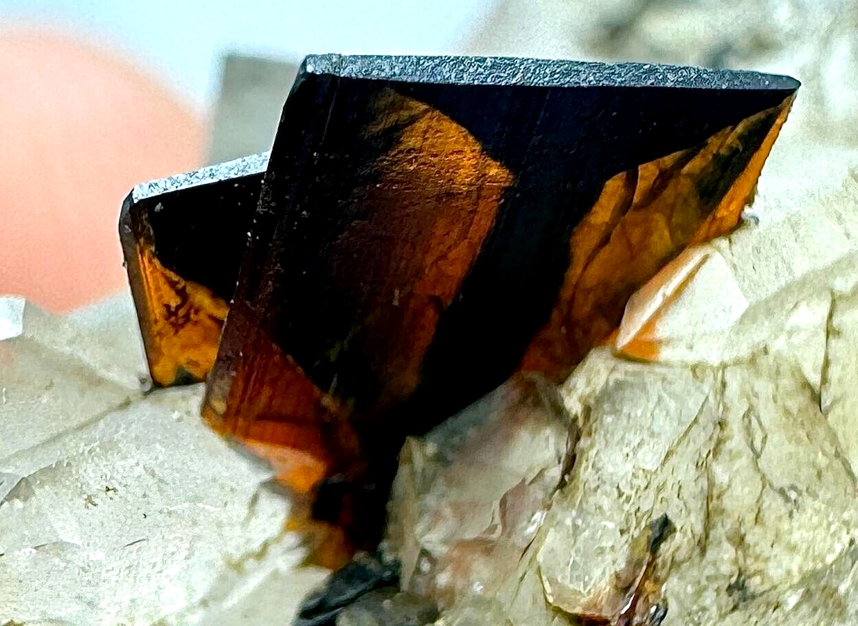 38 Carat Ultra Rare Full Terminated Red Brookite Crystals On Quartz From @Pak