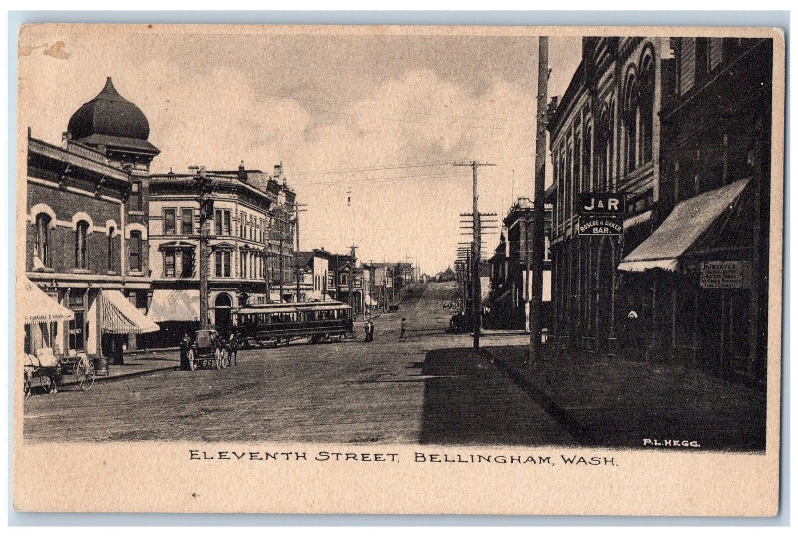 Bellingham Washington WA Postcard Eleventh Street Business Section c1905 Antique